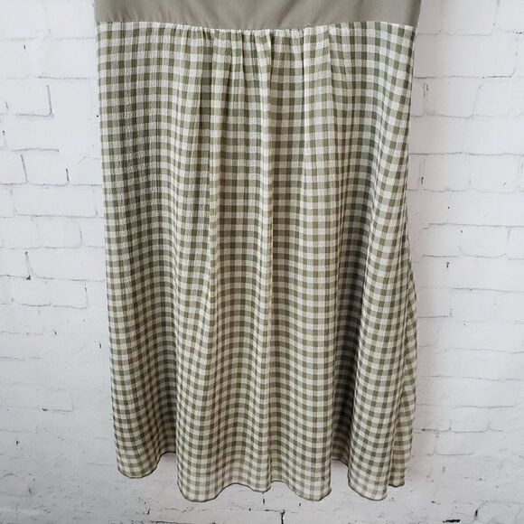 Mac & Jac Gingham Green White Plaid Checked Dress Cottage Core Sheath Tie Bow - Picture 3 of 10